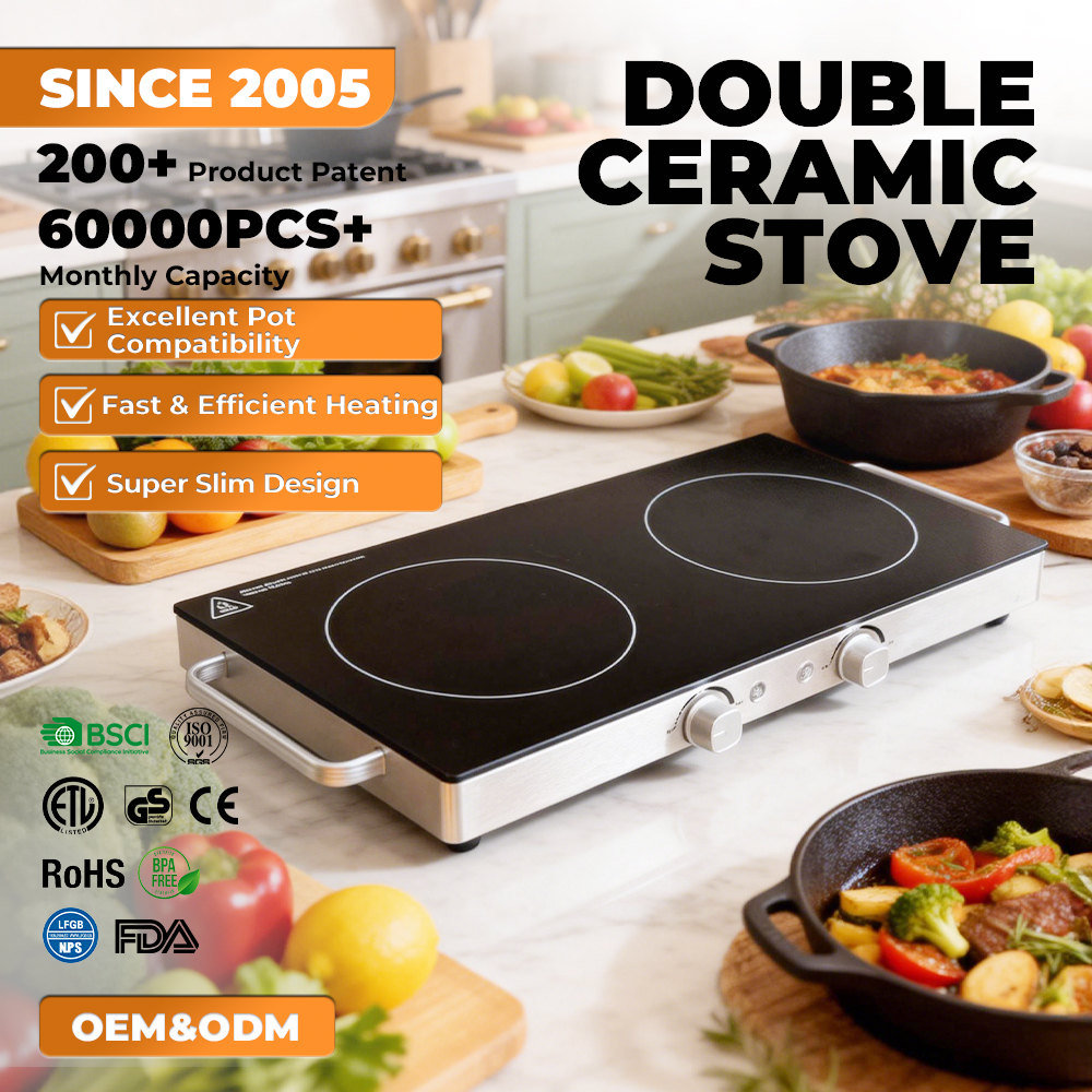 Double Infrared Ceramic Cooker – Dual Zone Glass-Ceramic Electric Hot Plate — Model HP16