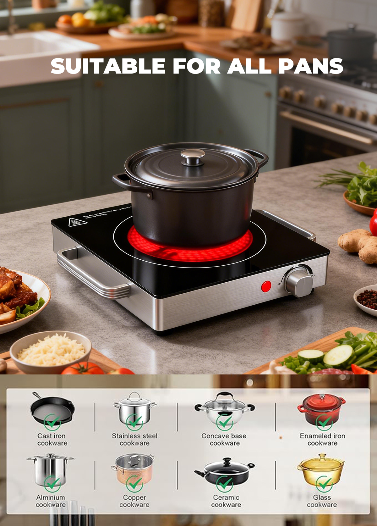 Single Infrared Cooker Ceramic Stove | Portable Electric Hot Plate 1300W Glass Ceramic Cooktop Manufacturer HP15