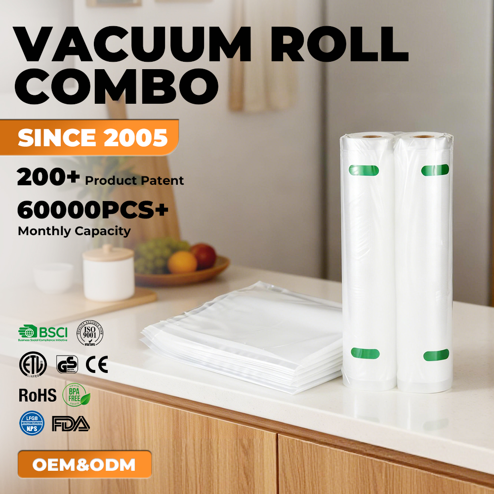 Embossed Vacuum Sealer Bags Rolls | BPA Free Food Storage Vacuum Bags for Sous Vide & Freezer Storage