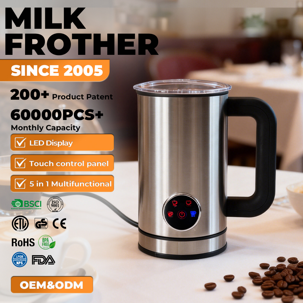 Electric Milk Frother and Steamer with 5 Functions | OEM Coffee Appliance Supplier