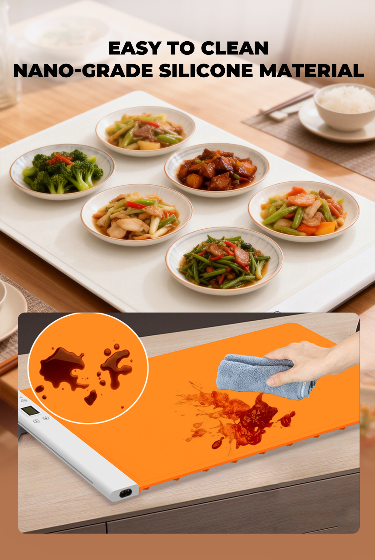 Rollable Food Warming Mat | Countertop Electric Warming Tray for Home & Buffet ES-5020