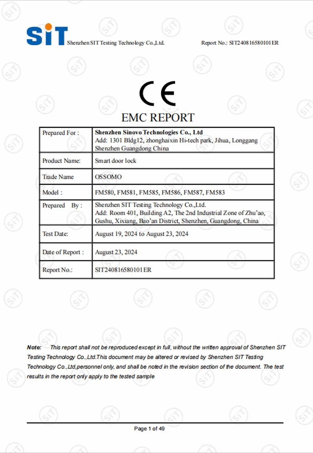 CE Certificate Heritage Lock