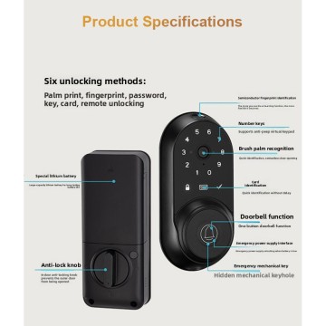 WIFI Deadblot Smart Lock with Video Doorbell works with Alexa Google Tuya FM880