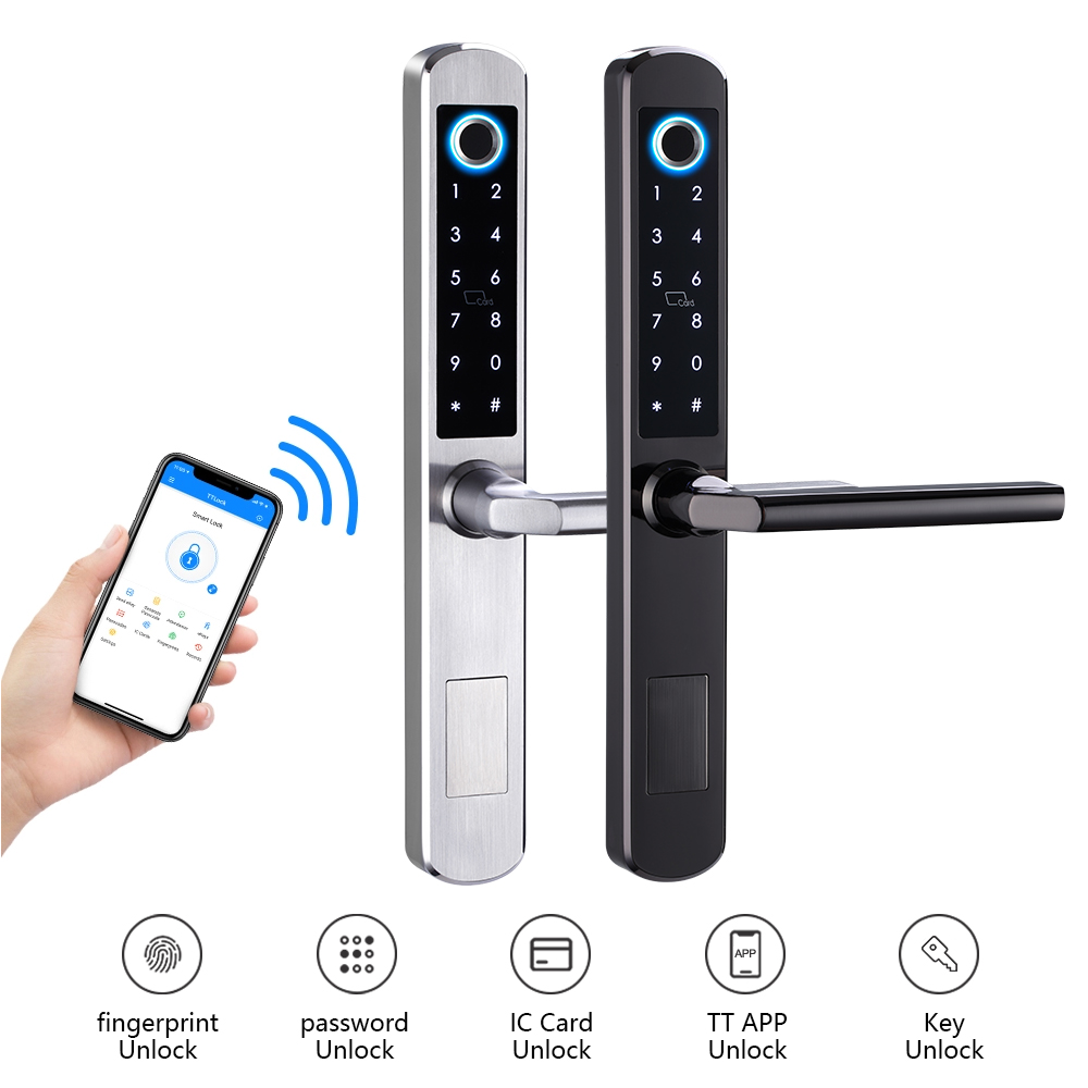 Slim 304 stainless steel keypad lock with IP65 waterproof case for thermal break sliding doors FM210