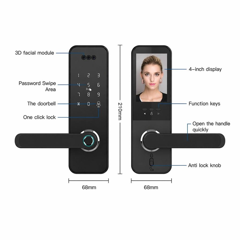 3D Face Recognition Smart Door Lock with 2MP Video Doorbell and Built-in WiFi FMP012