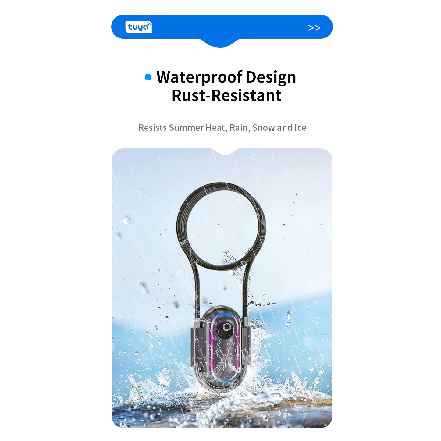 Fingerprint Smart Padlock with IPX5 Waterproof and 3 Steel Cable Lengths FMP002