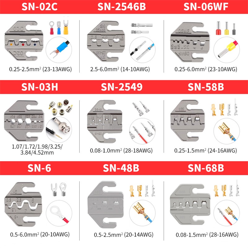 SN Crimping Tool Pliers Crimp Jaw Set  4mm slot jaws