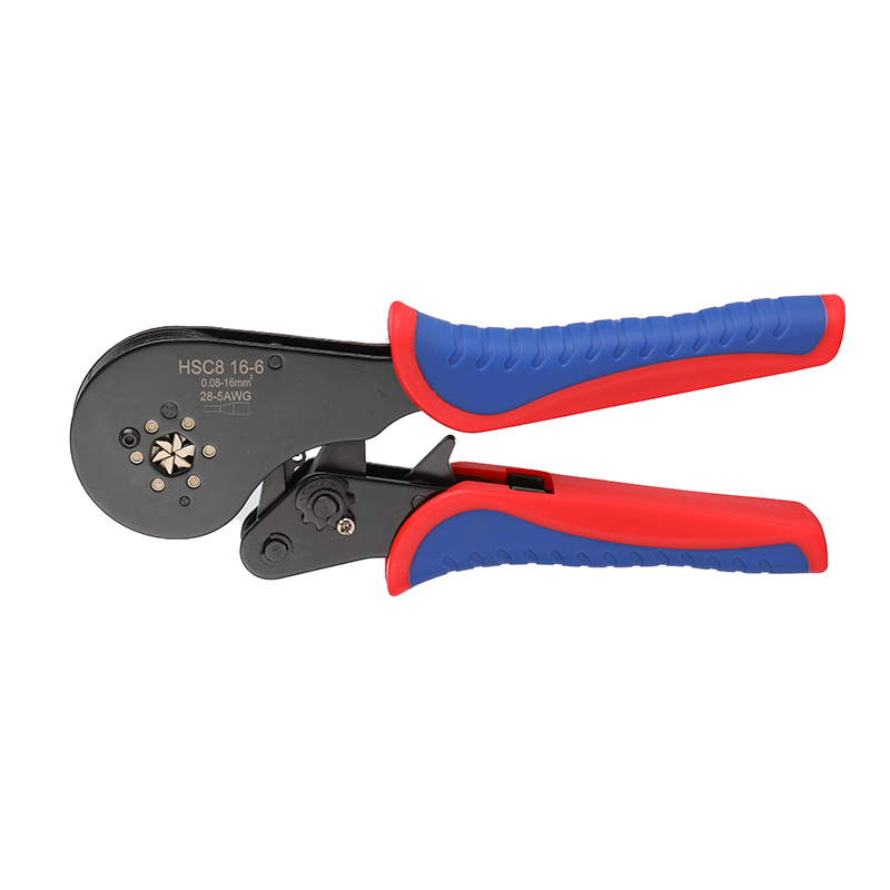 Mini-Type Self-Adjustable Crimping Pliers 16-6 Crimped into a hexagonal shape