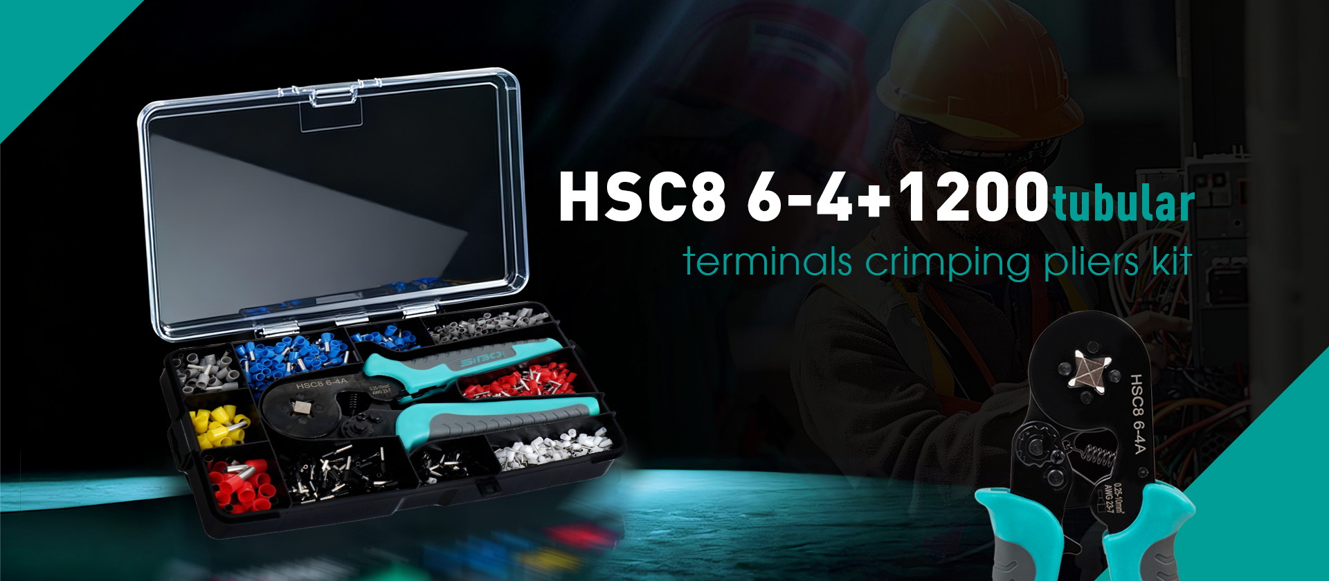 HSC8 6-4+1200 tubular terminals crimping pliers kit