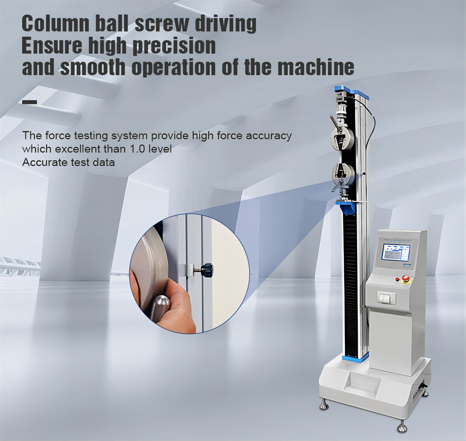 Single Column Tensile Strength Testing Machine for Plastic Material (10)ixh