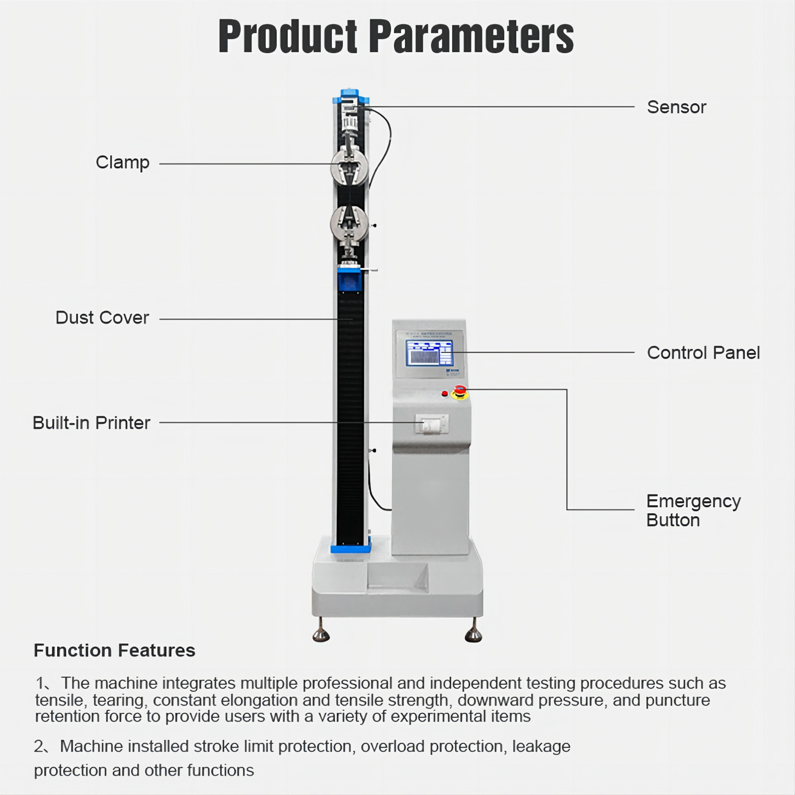 Single Column Tensile Strength Testing Machine for Plastic Material (11)m9h