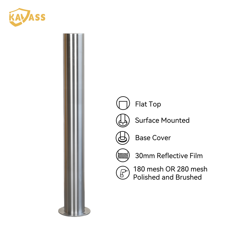 KAVASS Surface Mounted Stainless Steel Fixed Bollard – 304/316 SS | Polished & Brushed Finish