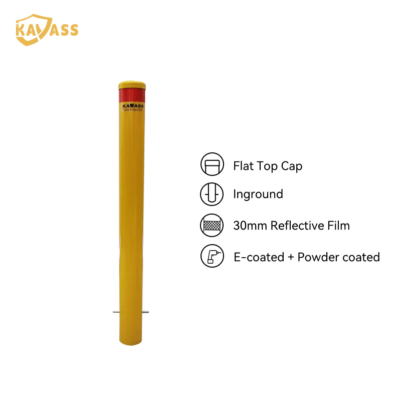 KAVASS In-Ground Carbon Steel Fixed Bollard with Flat Top Cap – Durable & Secure | 900+300mm Height | In Stock & Fast Delivery