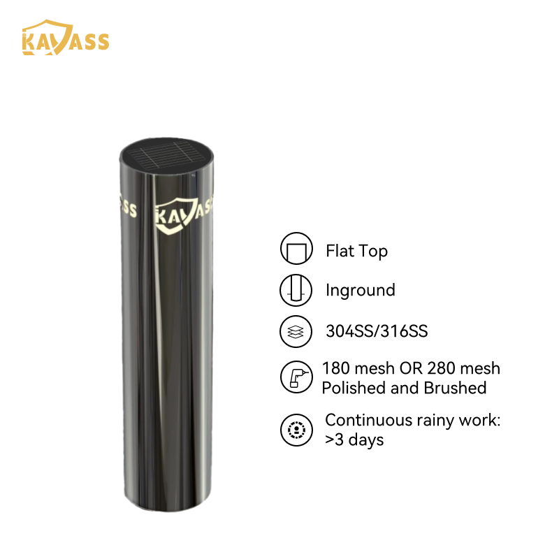 KAVASS Stainless Steel Solar Lighting Bollard – 3 Light Styles | Custom Diameter