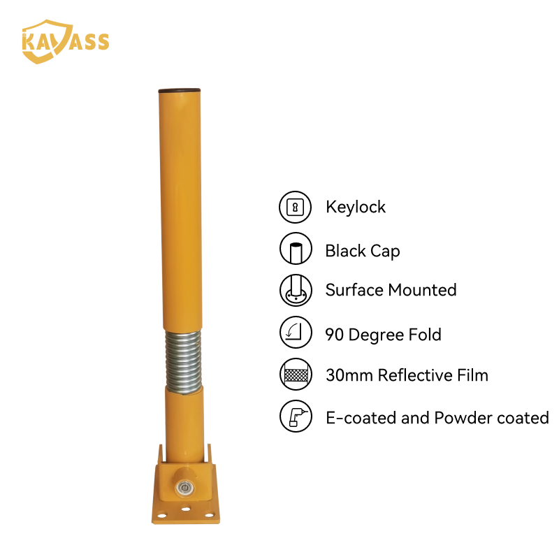 KAVASS 折りたたみ式ボラード – 90°傾斜、衝突防止機能付き | キーロック式 | 3日以内配送