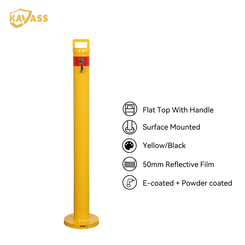 KAVASS Removable Bollard – Flat Top with Handle | Surface Mounted | No Concrete Needed