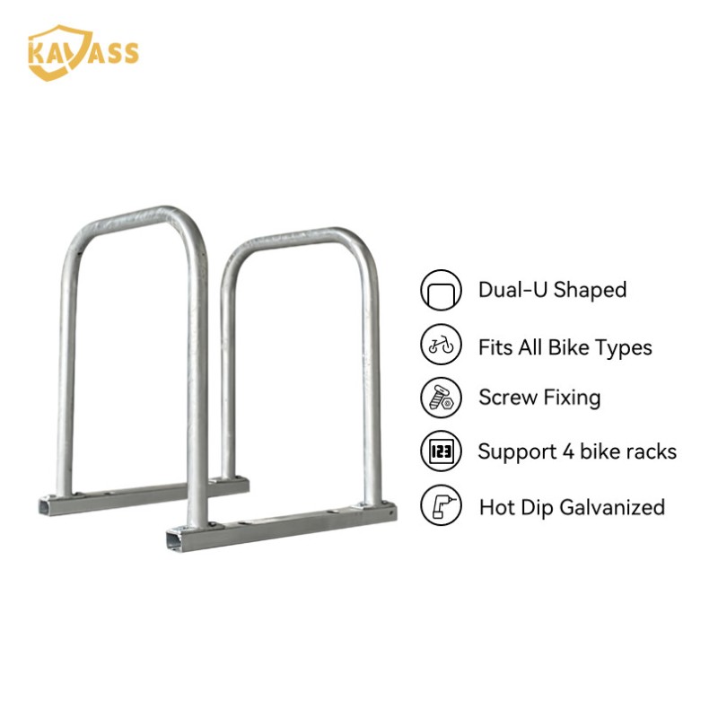 KAVASS Dual-U "Toast" Bike Rack – 4-Bike Wheel-Through, Vertical Storage System