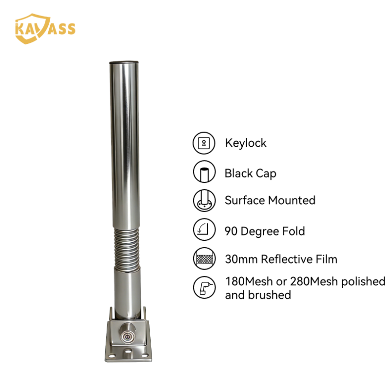 KAVASS Stainless Steel 90° Fold-Down Bollard – Integrated Anti-Impact Cap, Seamless Construction