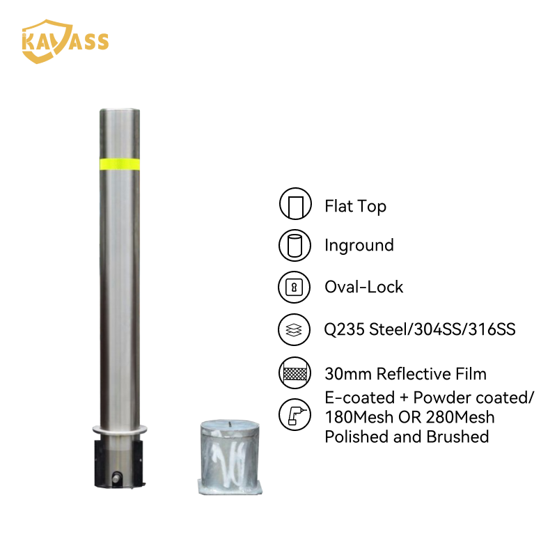 KAVASS In-Ground Oval-Lock Removable Bollard – Secure & Tool-Operated, Hidden Installation, Modern Design