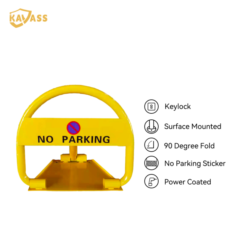 KAVASS Carbon Steel Parking Fold Down Bollard – Keylock Operation, NO PARKING Sign, Manual