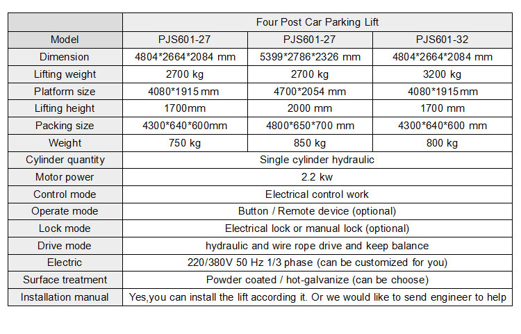 Heavy Duty Hydraulic Space-Saving 4 Post Parking System (8)