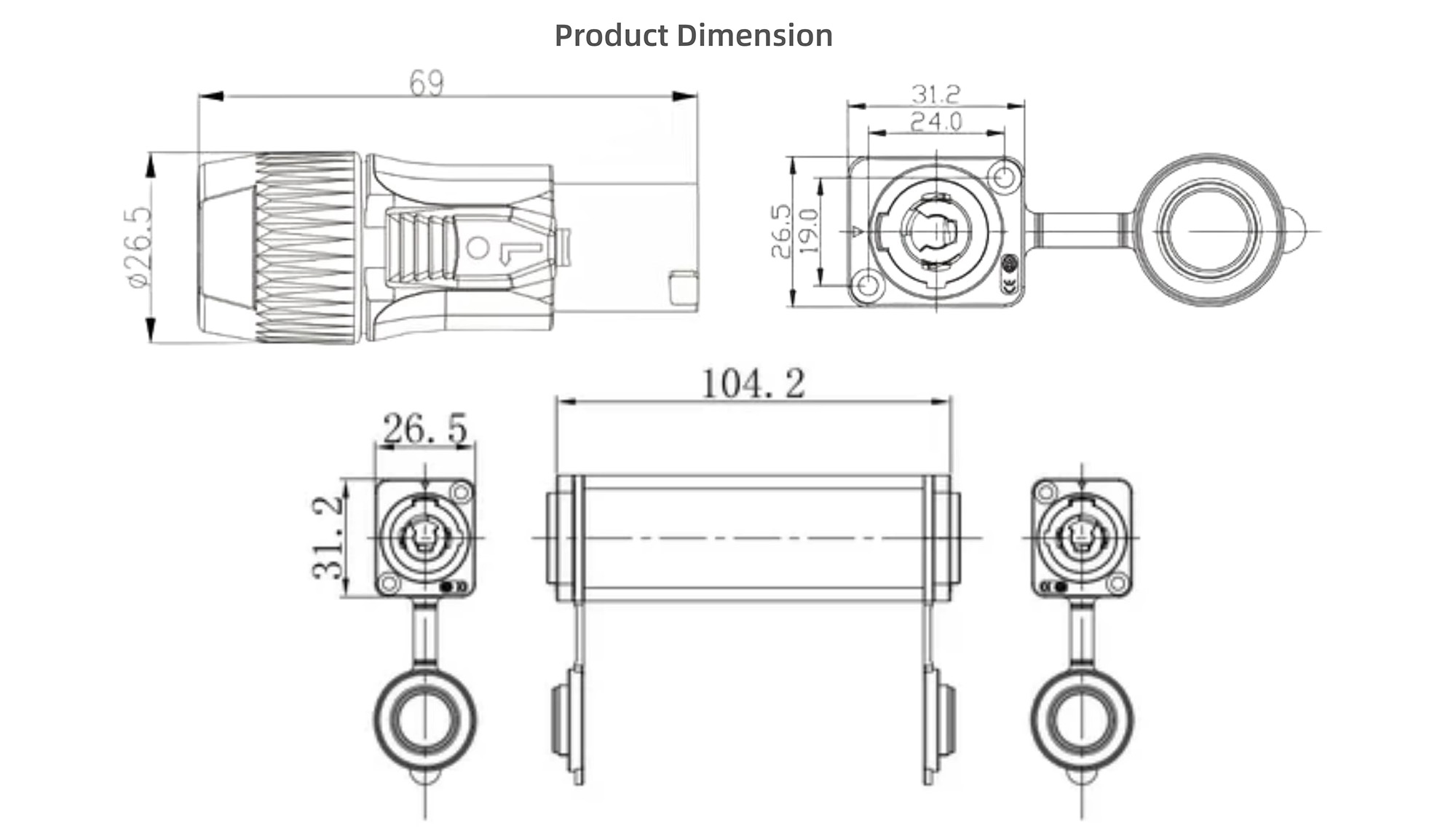 Jnicon IP65 IP44 AC Powering Connector (1)