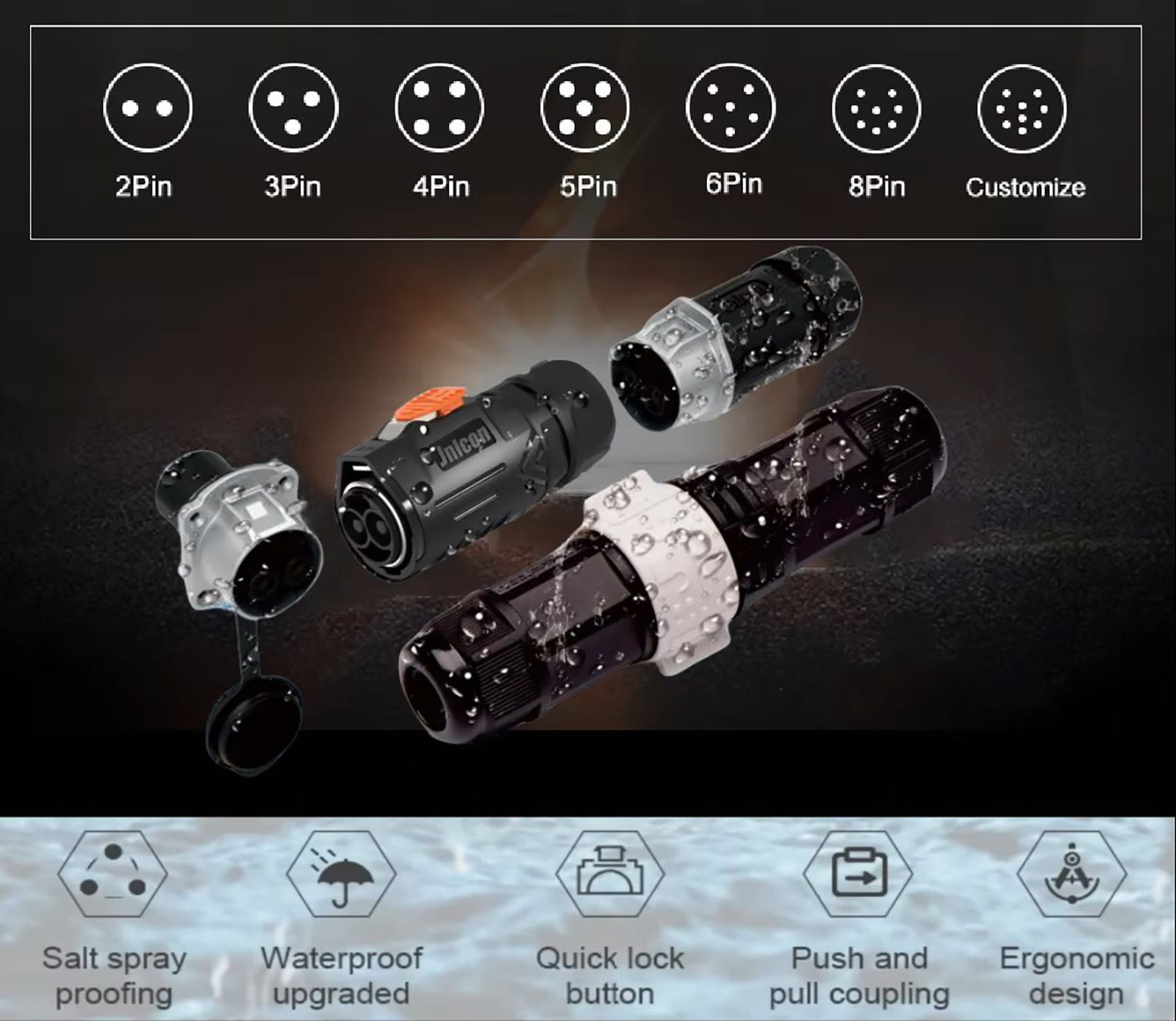 Jnicon IP67 MJ32 Metal Fast Second Lock Waterproof Connector