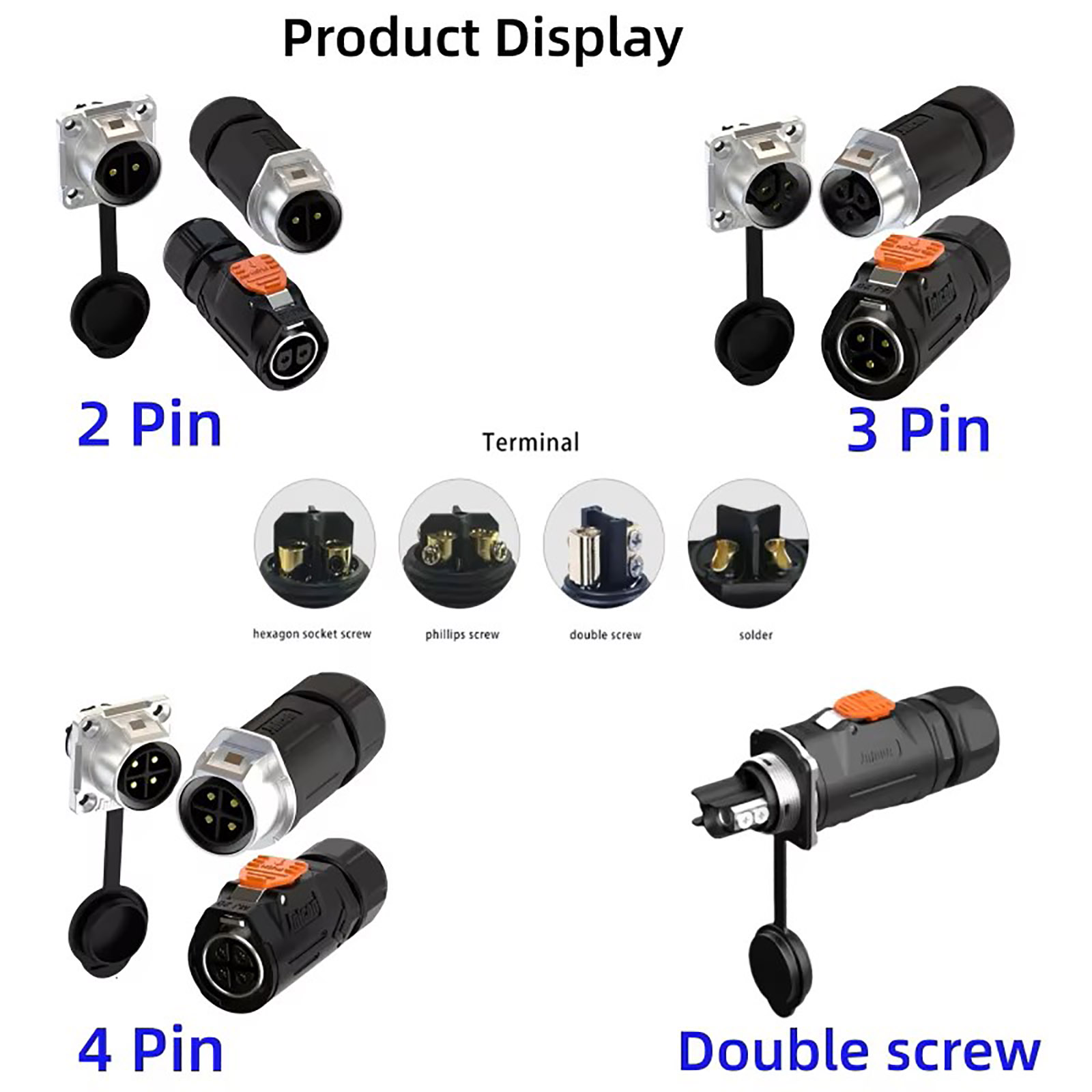 Jnicon MJ20 Power Solar IP67 Metal Socket Quick Lock Waterproof Connector (2)