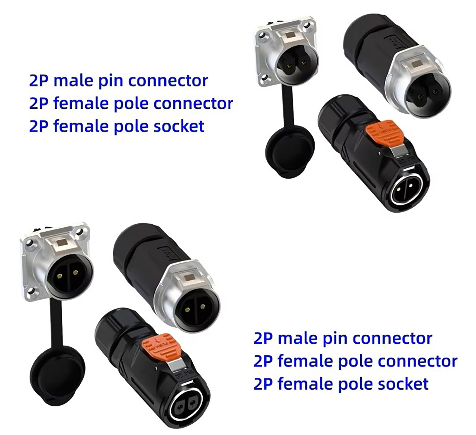 Jnicon MJ20 Power Solar IP67 Metal Socket Quick Lock Waterproof Connector (4)