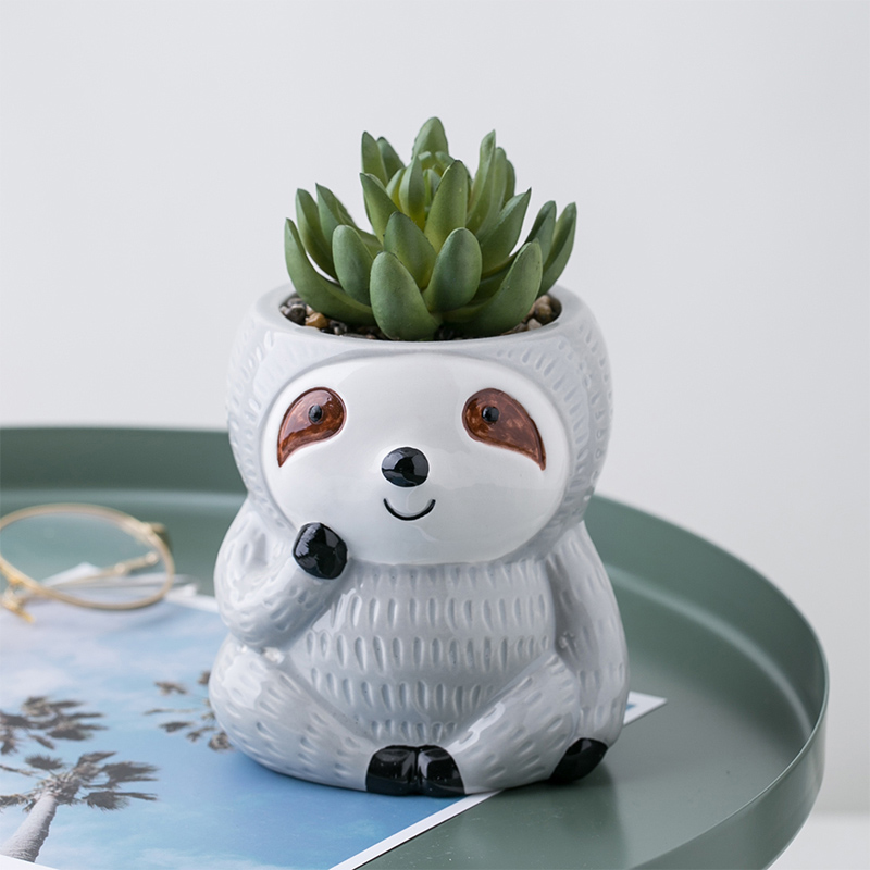 Cute animal shape ceramic flower plant pot for home garden decoration