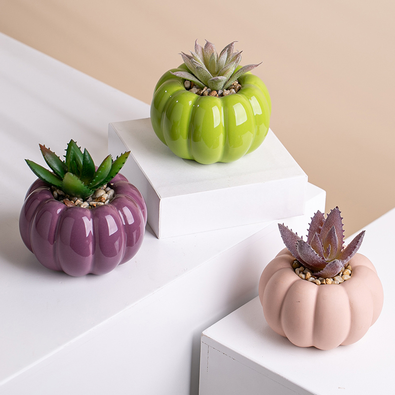Ceramic Pots Planters Custom Indoor Mini Flower Pot With Artificial Plant