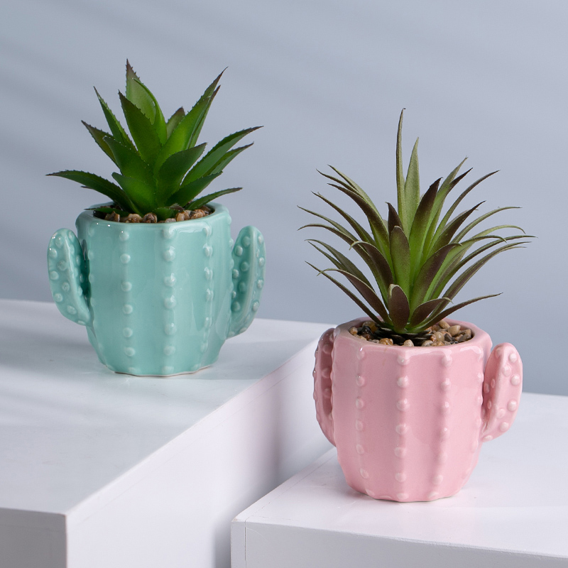 OEM Cactus Shape Pot Ceramic Succulent Pots Planter Flower Pot