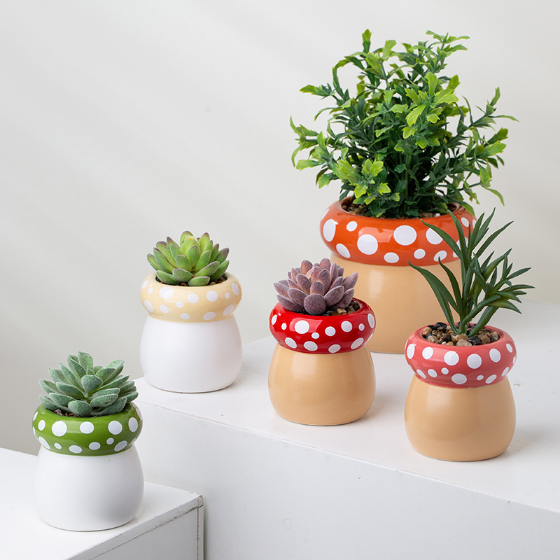 Mushroom Shape Ceramic Bonsai Pot Succulent Flower Pots Planters