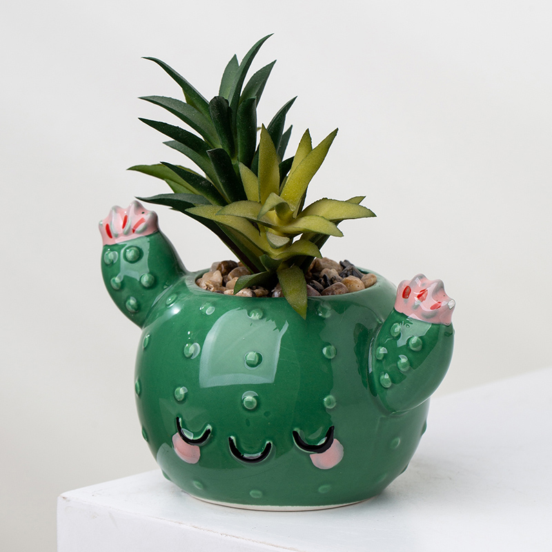 Custom Cartoon Planter Plant Pots Ceramics Succulents Pots with Artificial Plant