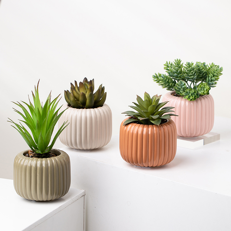 Ceramic Mini Succulent Pots With Artificial Plant Ceramic Planter Pot
