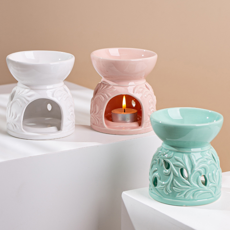 Scented Wax Melts Burner Home Decor Festival Embossed Ceramic Oil Burner
