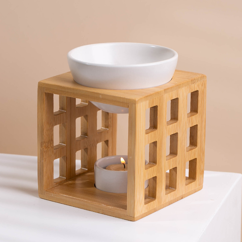 Wooden Essential Oil Burner Scented Wax Melt Burner Aromatherapy Aroma Burner
