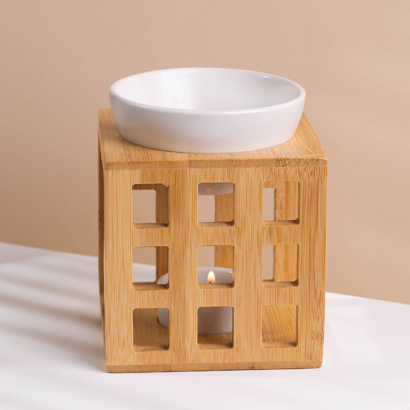 Wooden Essential Oil Burner Scented Wax Melt Burner Aroma...