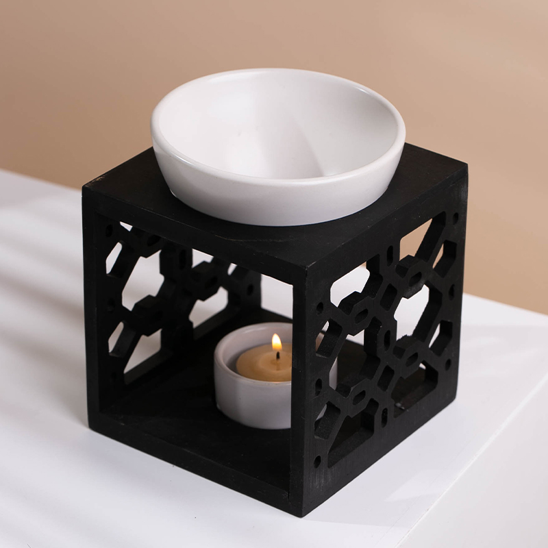 Esencial Ceramic Wax Melting Burners With Bamboo Frame Heater Melter Burner