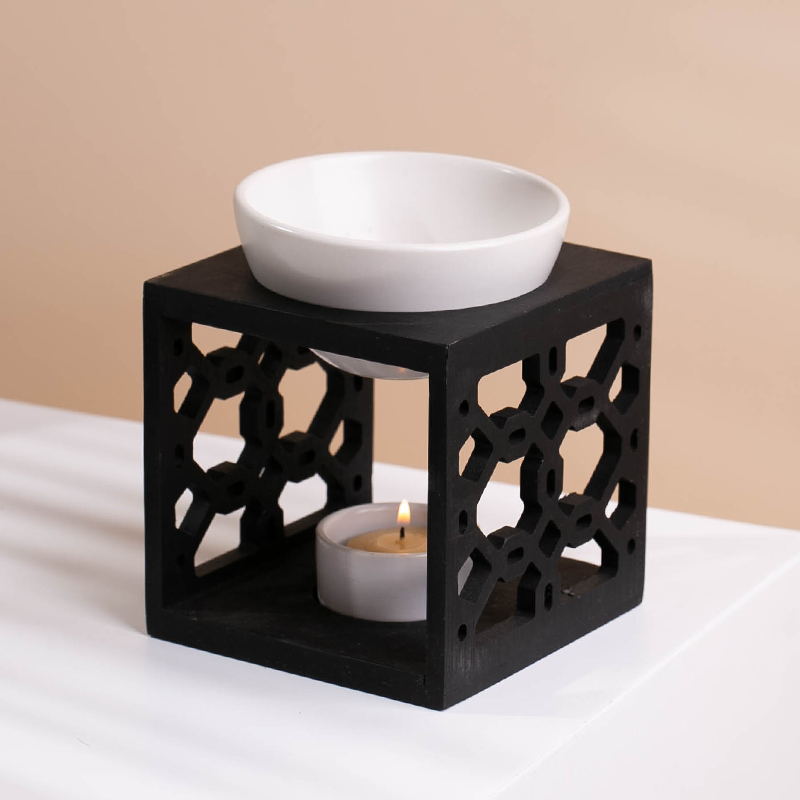 Esencial Ceramic Wax Melting Burners With Bamboo Frame He...