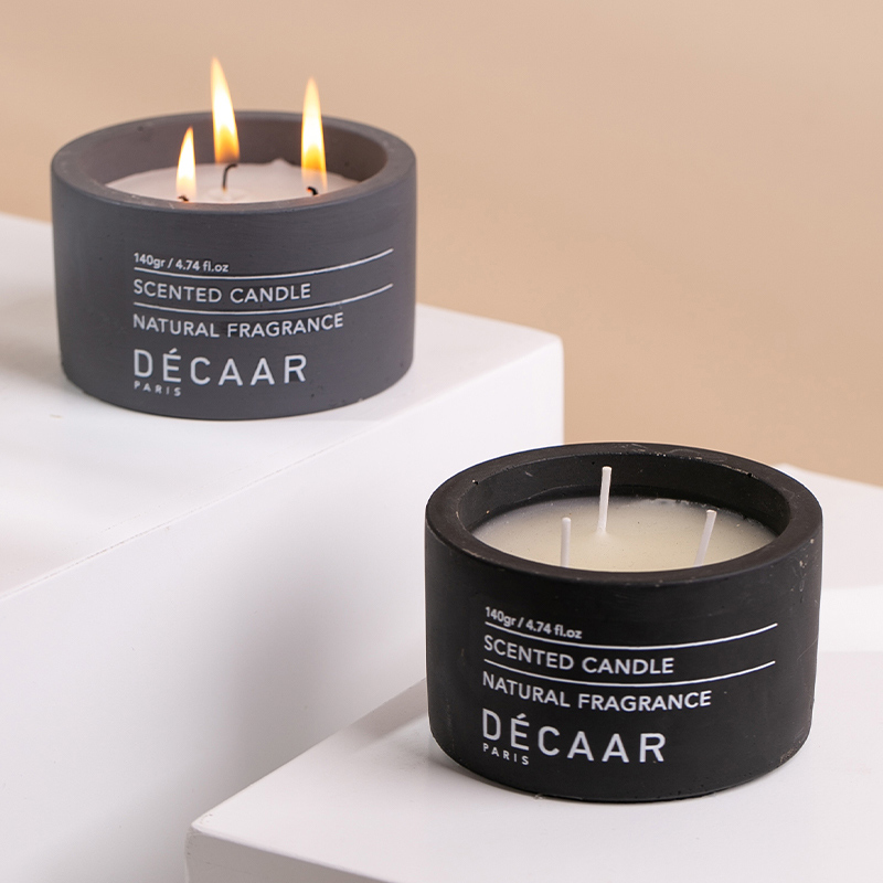 3 Wick Cement Concrete Candle Container Matte Candle Jars Wholesale Candle Vessel