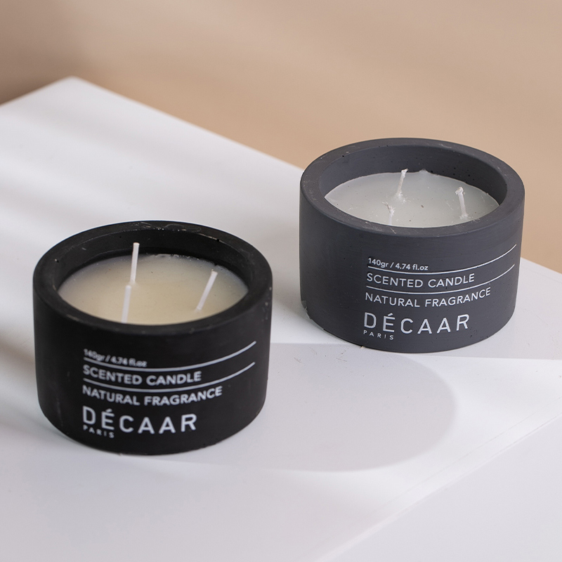 3 Wick Cement Concrete Candle Container Matte Candle Jars...