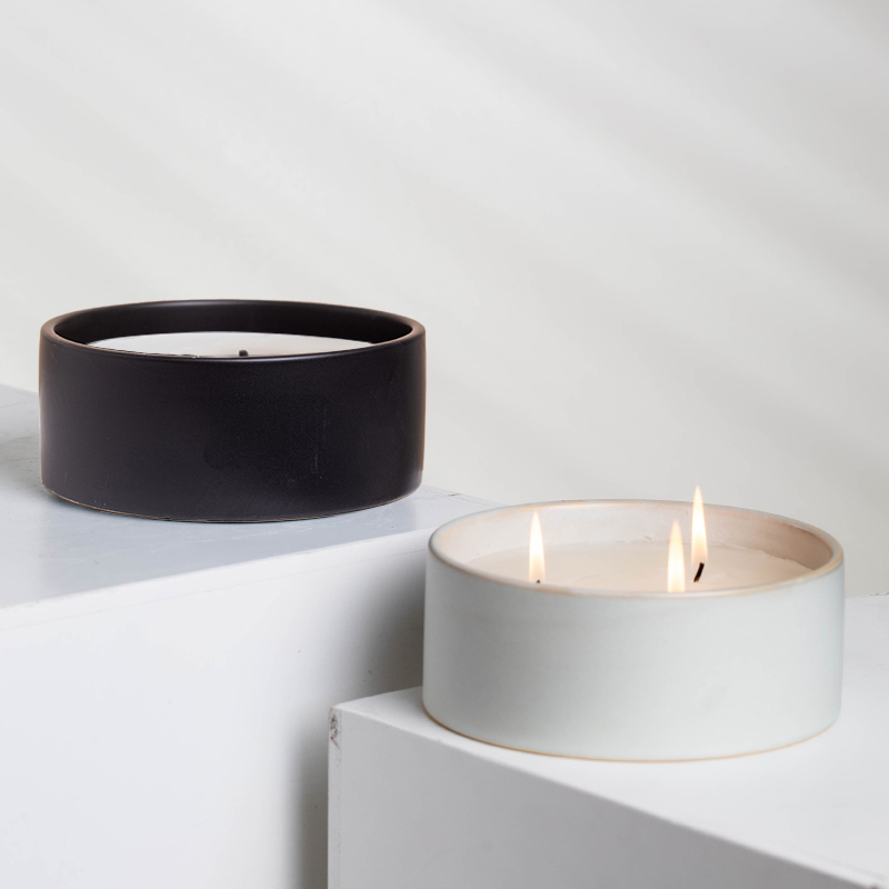 Custom Logo 3 Wicks Large Ceramic Empty Candle Jars In Bulk Jars For Candles