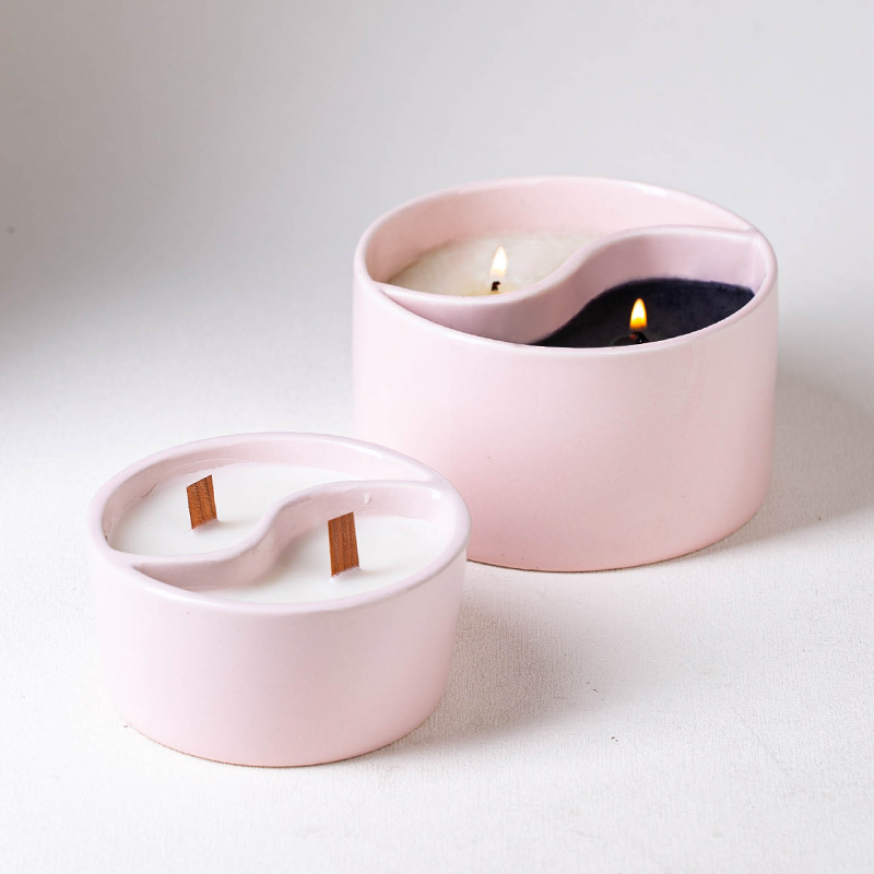 2 wick Ceramic Containers For Candles Empty Candle Jars
