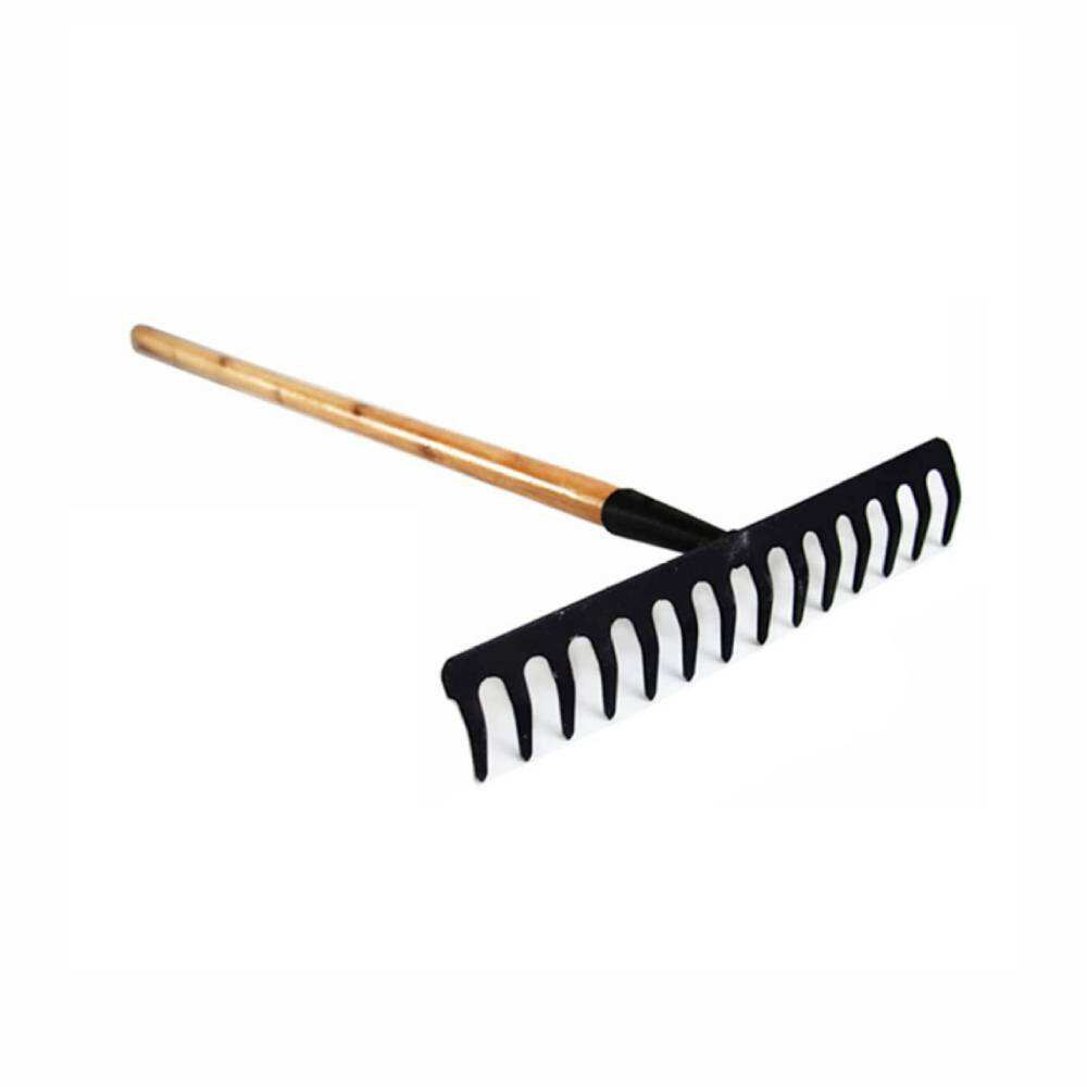 Farming Iron Rake Tools Long Wooden Handle Custom Tine For Leaves