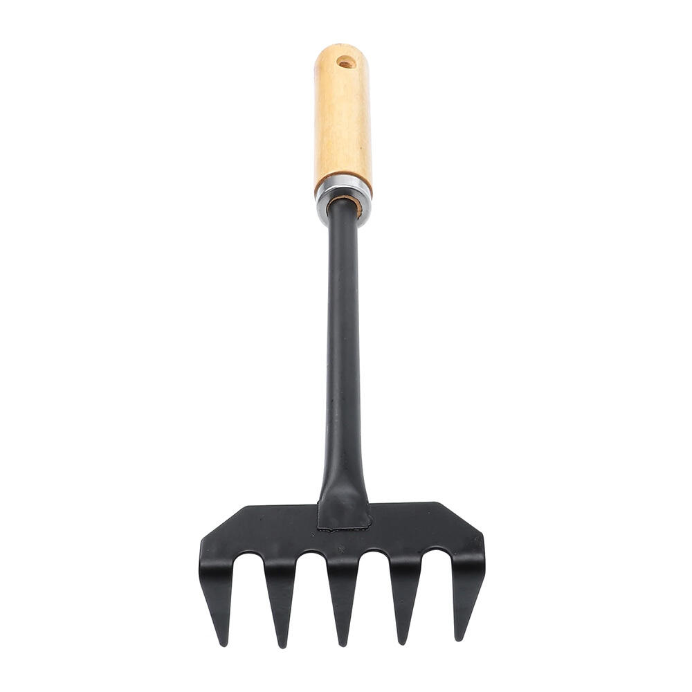 Garden Rake Small Metal Tool Short Handle For Cleaning Leaves