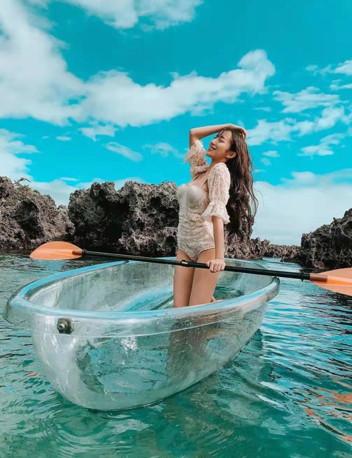 A Clear PC Kayak is a type of kayak made from polycarbonate (PC) material, which is known for being extremely durable, lightweight, and transparent