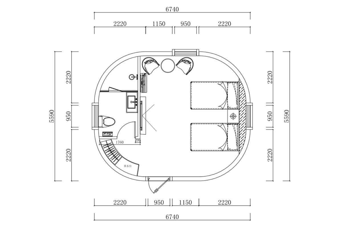 EPS Waterproof Dome Cabin Hotel Dimension 01