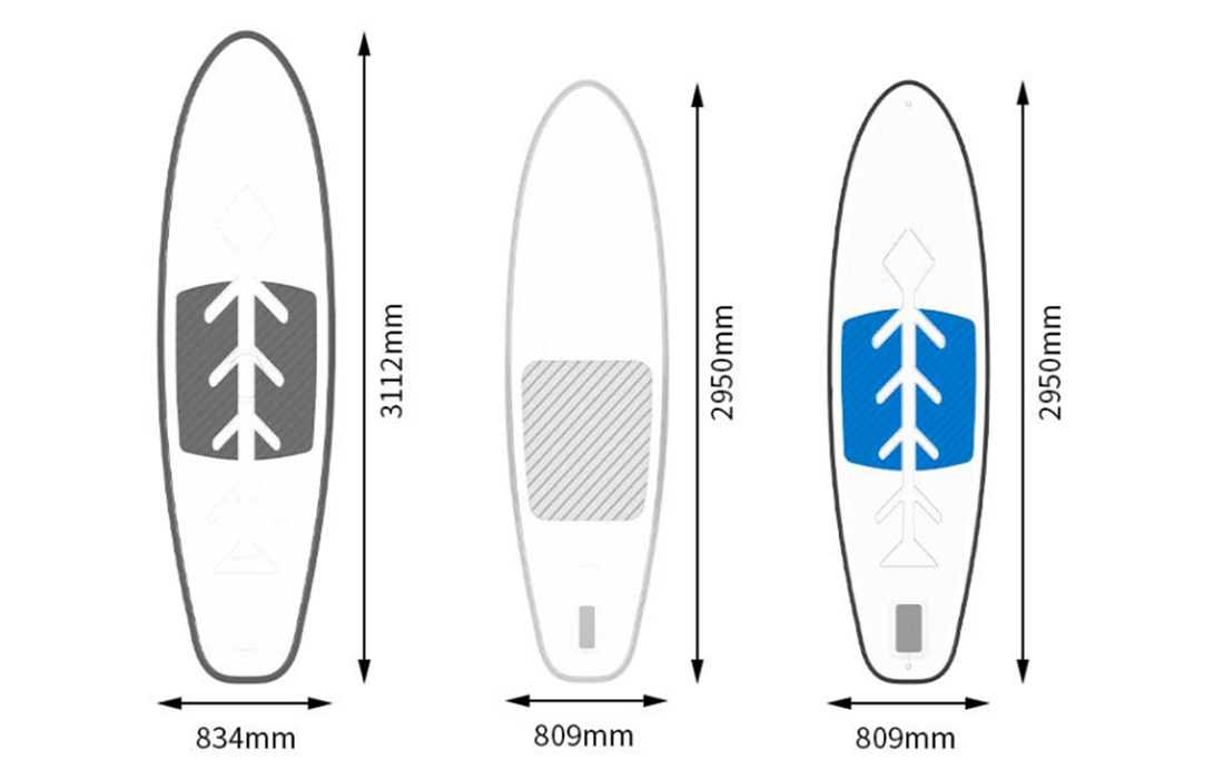 Product Dimension - Crystal Clear Polycarbonate Paddele SUP Board