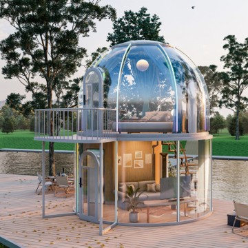 Two Story Cylinder Shaped PC Glamping Dome House
